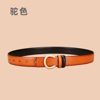 Ladies Double Sided Available Internal Buckle Simple Thin Belt Cowhide sku image 11