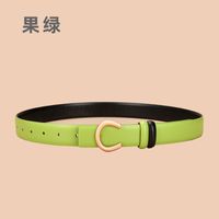 Ladies Double Sided Available Internal Buckle Simple Thin Belt Cowhide sku image 12