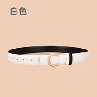 Ladies Double Sided Available Internal Buckle Simple Thin Belt Cowhide sku image 14