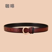 Dames Double Face Disponible Boucle Interne Simple Ceinture Mince Cuir De Vache sku image 15