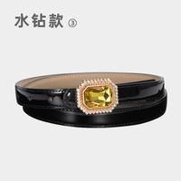 Fashion Inlaid Decorative Patent Leather Women's Pants Belt Women's sku image 3