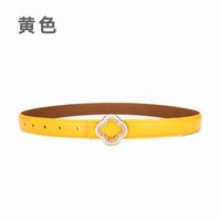 Flower-shaped Diamond Buckle Leather Two-layer Cowhide Belt Women's Decorative sku image 4