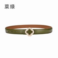 Flower-shaped Diamond Buckle Leather Two-layer Cowhide Belt Women's Decorative sku image 10