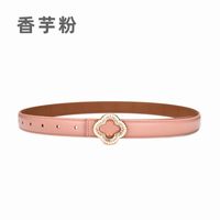 Flower-shaped Diamond Buckle Leather Two-layer Cowhide Belt Women's Decorative sku image 14