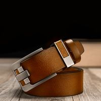 New Men's Retro Pinhole Buckle Leather Casual Business Belt sku image 14