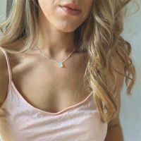 Fashion Plated 14k Gold Natural Stone Necklace Copper Collarbone Chain sku image 1