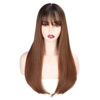 European And American Women&#39;s Wigs Qi Liuhai Medium And Long Chemical Fiber Wigs High Temperature Silk Gradient Wigs Headgear main image 3
