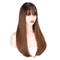 European And American Women&#39;s Wigs Qi Liuhai Medium And Long Chemical Fiber Wigs High Temperature Silk Gradient Wigs Headgear main image 6