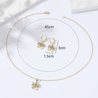 Fashion Stainless Steel Colorful Zircon Electroplating 18k Gold Heart-shaped Bow Necklace Earrings Set main image 5