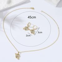 Fashion Stainless Steel Inlaid Colorful Zircon Electroplating 18k Gold Heart Necklace Earrings Set main image 5