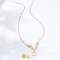 Fashion Simple Stainless Steel 18k Gold Plated Shell Necklace Round Earring Set main image 3