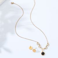 Fashion Simple Stainless Steel 18k Gold Plated Shell Necklace Round Earring Set main image 3