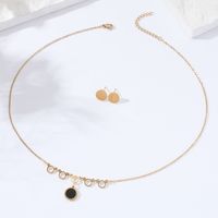 Fashion Simple Stainless Steel 18k Gold Plated Shell Necklace Round Earring Set main image 4