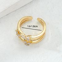 Korean Style Copper Electroplating 18k Gold Inlaid Zircon Butterfly Ring main image 3