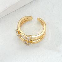 Korean Style Copper Electroplating 18k Gold Inlaid Zircon Butterfly Ring main image 4