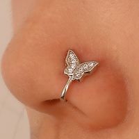 Fashion Butterfly Copper Inlaid Zircon U-shaped False Nose Ring Piercing Jewelry main image 3
