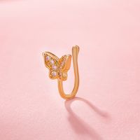 Fashion Butterfly Copper Inlaid Zircon U-shaped False Nose Ring Piercing Jewelry main image 4