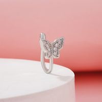 Fashion Butterfly Copper Inlaid Zircon U-shaped False Nose Ring Piercing Jewelry main image 5