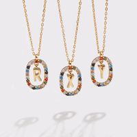 Fashion 925 Sterling Silver Letter Pendent Inlaid Color Zirconium Necklace Female main image 1