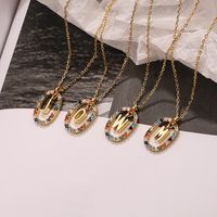Fashion 925 Sterling Silver Letter Pendent Inlaid Color Zirconium Necklace Female main image 3