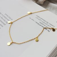 S925 Sterling Silver Disc Tassel Pendent Gold Short Stacked Clavicle Chain main image 2