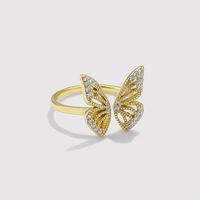 Simple S925 Sterling Silver Hollow Butterfly Adjustable Open Ring Female main image 1