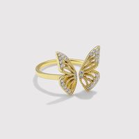 Simple S925 Sterling Silver Hollow Butterfly Adjustable Open Ring Female main image 5