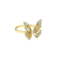 Simple S925 Sterling Silver Hollow Butterfly Adjustable Open Ring Female main image 2