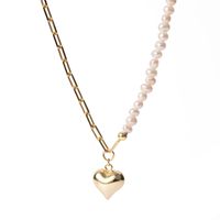 Fashion S925 Sterling Silver Freshwater Pearl Heart Pendant Necklace Female main image 6