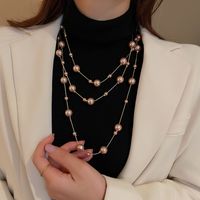 Exaggerated Long Pearl Simple Alloy Multi-layer Necklace Wholesale main image 1