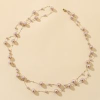 Exaggerated Long Pearl Simple Alloy Multi-layer Necklace Wholesale main image 3