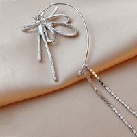Inlaid Rhinestones Metal Flower Tassel Ear Clips Alloy Earrings Wholesale main image 4