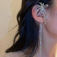Inlaid Rhinestones Metal Flower Tassel Ear Clips Alloy Earrings Wholesale main image 5