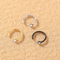 Fashion C-shaped Stainless Steel Rhinestone Nose Ring Set main image 1