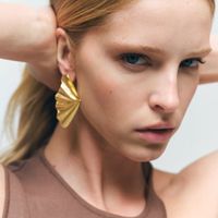 Fashion Geometric Pleated Metal Female Alloy Earrings Jewelry main image 1