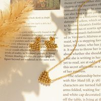 Fashion Heart-shaped Stitching Necklace Titanium Steel 18k Gold Earrings Set main image 1