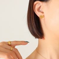 Fashion Heart-shaped Stitching Necklace Titanium Steel 18k Gold Earrings Set main image 5