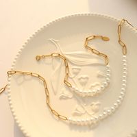 Fashion Titanium Steel String Pearl Necklace Bracelet Set main image 4