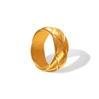 Fashion Geometric Lines Carved Titanium Steel Plated 18k Gold Ring Female main image 6