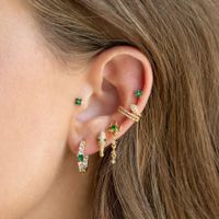 Fashion Green Zircon Heart Micro-set Female Copper Earrings Wholesale main image 3