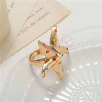Korean New Starfish Five-pointed Star Dripping Oil Alloy Ring main image 4