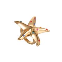 Korean New Starfish Five-pointed Star Dripping Oil Alloy Ring main image 6