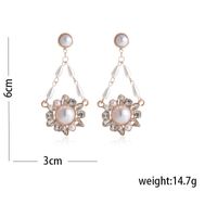 New Retro Hollow Geometric Baroque Pearl Alloy Long Earrings main image 6