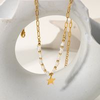 Art Und Weise 18 Karat Vergoldeter Edelstahl-stern-anhänger-perlenperlen, Die Halskette Nähen main image 4