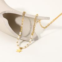 Art Und Weise 18 Karat Vergoldeter Edelstahl-stern-anhänger-perlenperlen, Die Halskette Nähen main image 5