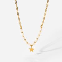 Art Und Weise 18 Karat Vergoldeter Edelstahl-stern-anhänger-perlenperlen, Die Halskette Nähen main image 6