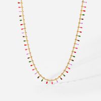 New Fashion Color Drip Oil Tassel 18k Gold Stainless Steel Necklace For Women main image 6