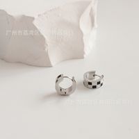 Checkerboard Drop Glue Simple Black And White Earrings Titanium Steel main image 4