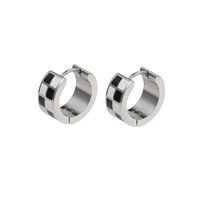 Checkerboard Drop Glue Simple Black And White Earrings Titanium Steel main image 6