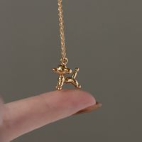 Cute Balloon Puppy Pet Titanium Steel Plated 18k Gold Necklace Clavicle Chain main image 2